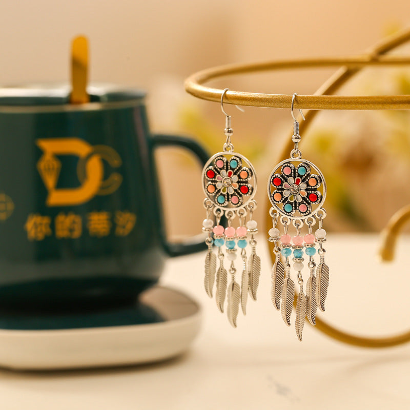 Personalized Pattern Enamel Retro Fashion Crystal Earrings