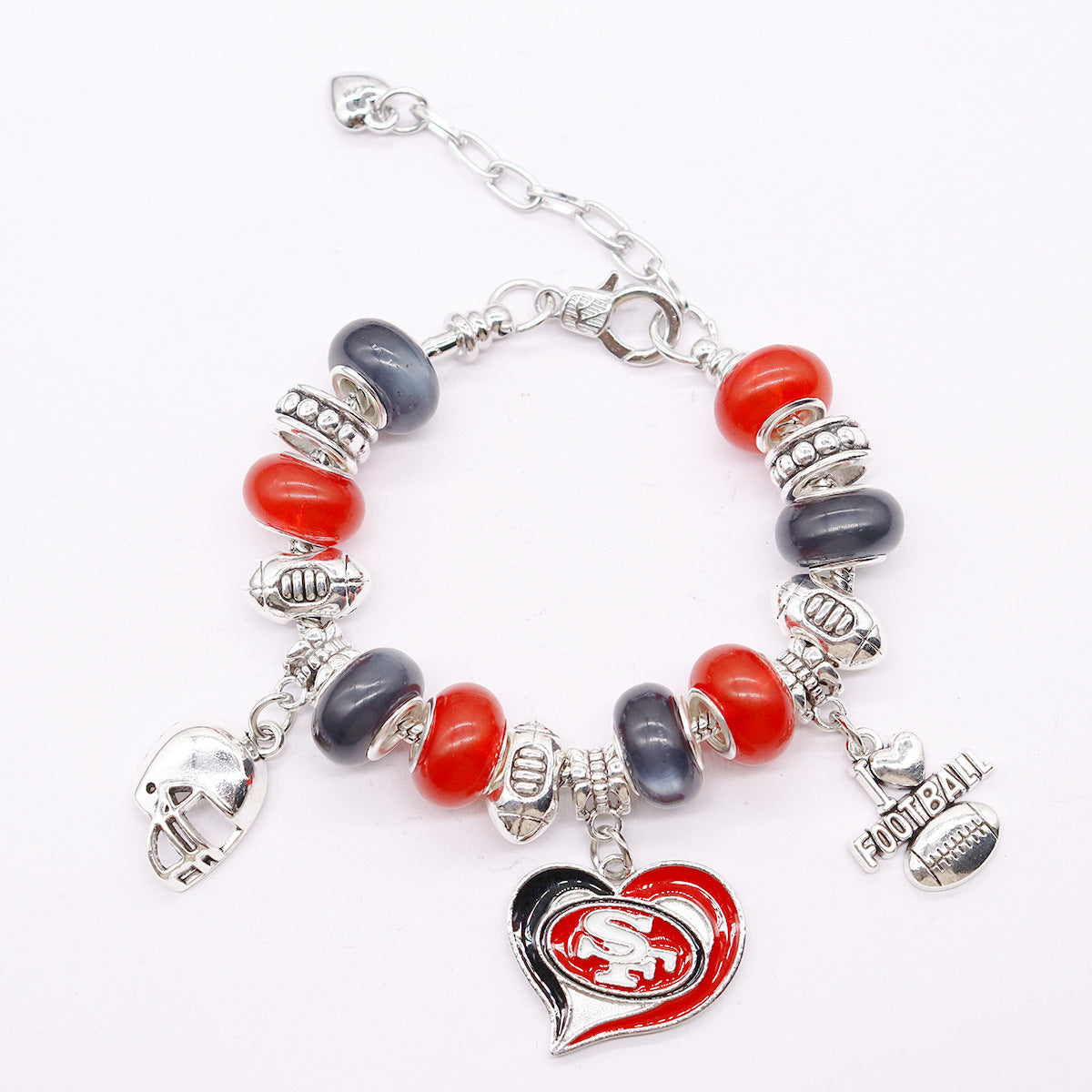 Team Snake Chain Beaded Football Basketball Bracelets