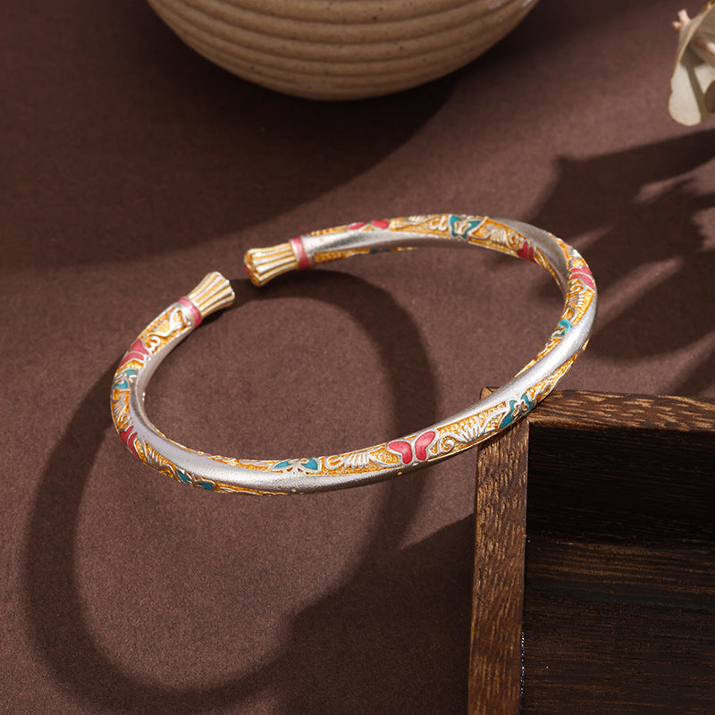 Gold Love Of Butterfly Female Ancient Solid National Style Bracelet