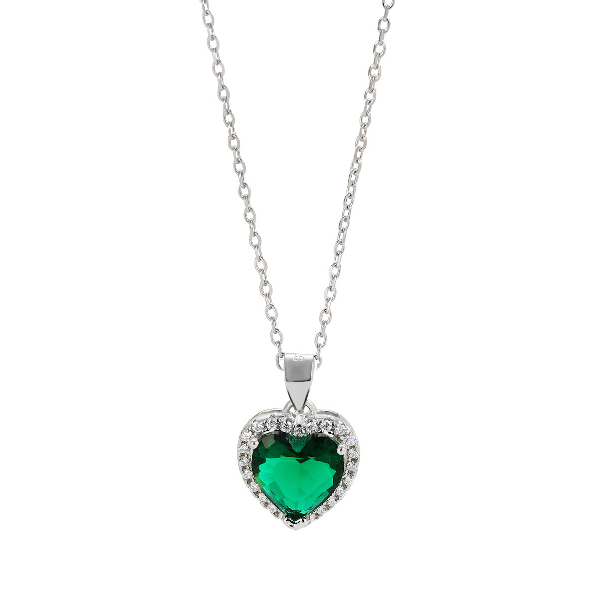 Women's Sier Temperamental Emerald Love Light Luxury High-grade Gem Peach Necklaces