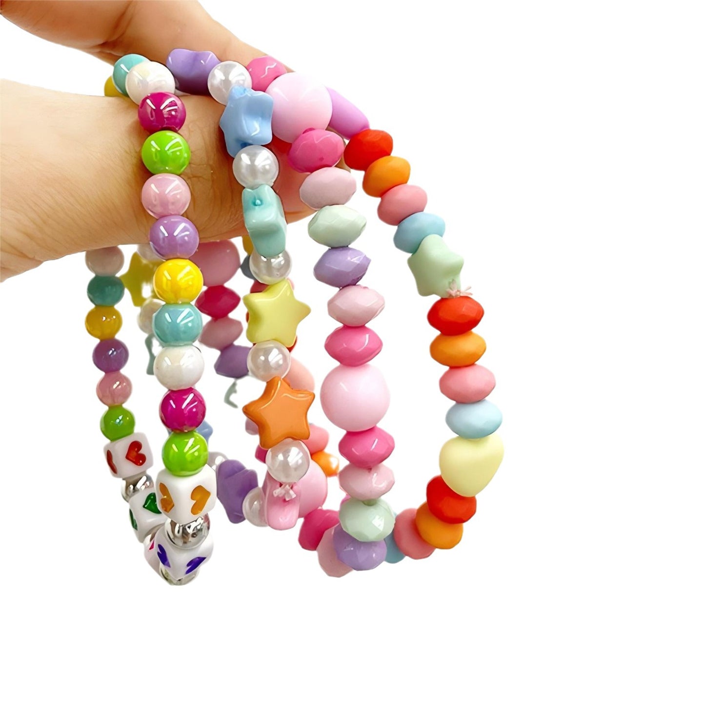 Children's Colorful Pearl Heart-shaped Beaded Cute Candy Accessories Stall Bracelets