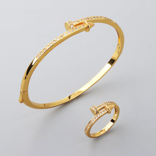 Nail Micro Inlaid Zircon Awl Gold Niche Bracelet