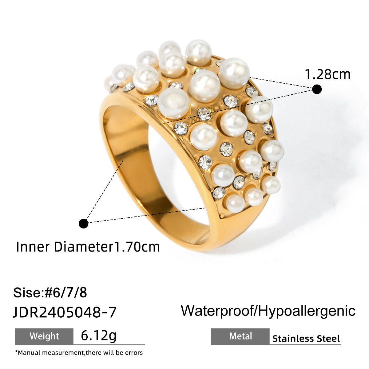 Stainless Steel Pearl Eye-catching High-grade Titanium Rings
