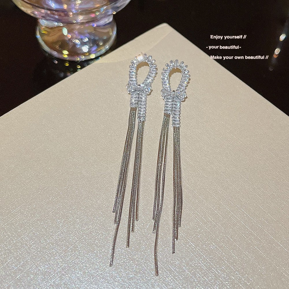 Needle Elegant Tassel Advanced Simple Thin Earrings