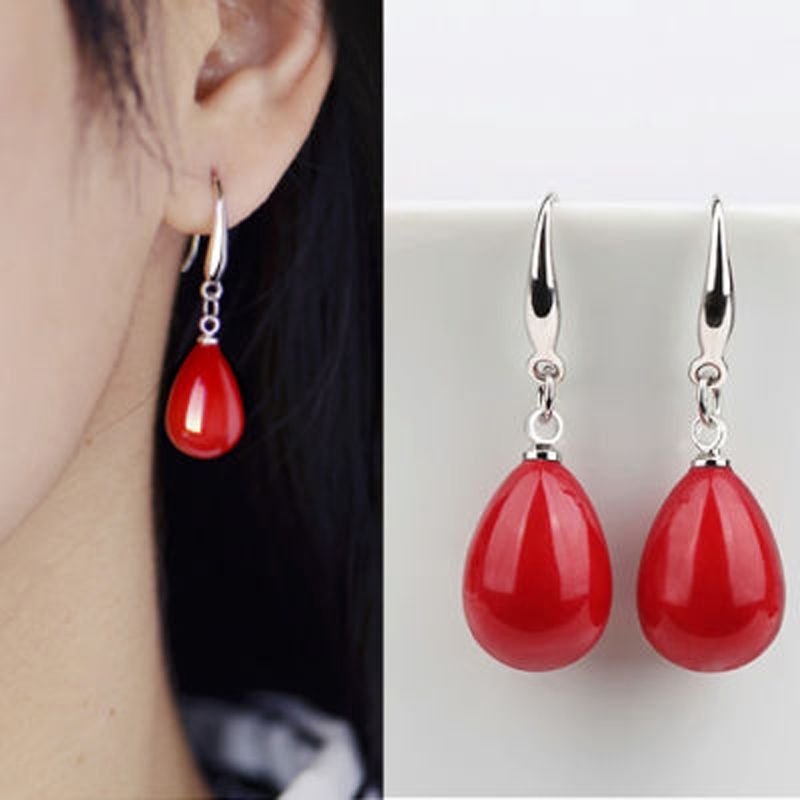 Water Drop Oval Artificial Pearl Female Earrings