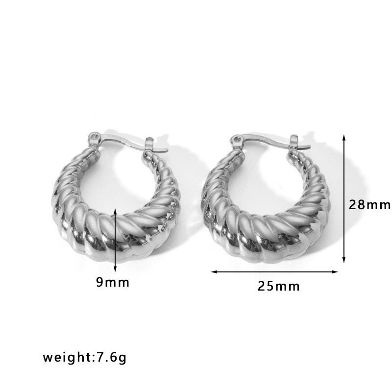 Women's Stainless Steel Light Luxury Gold Electroplated Hollow Earrings