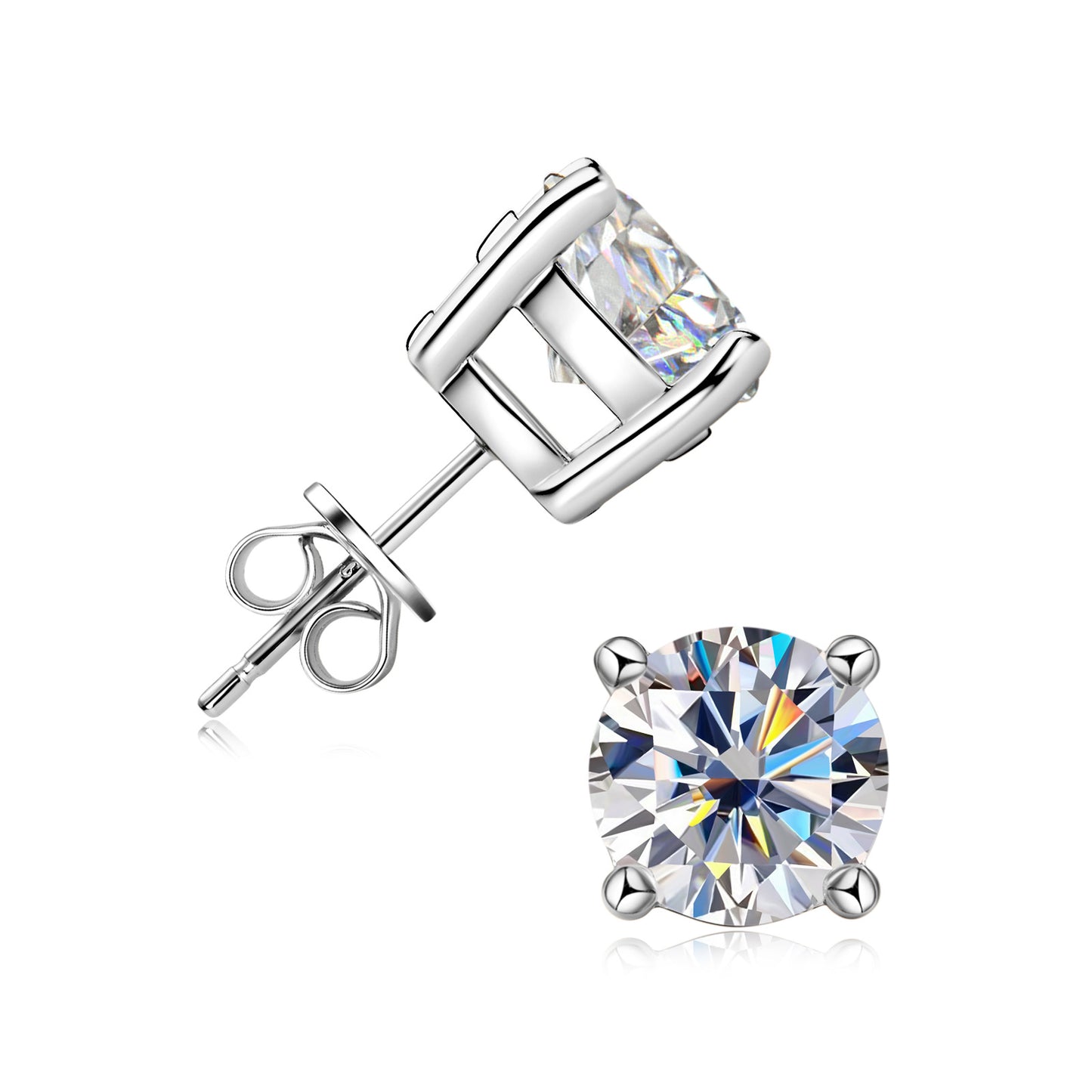 Women's Claw Color Moissanite Sterling Sier Gold Earrings