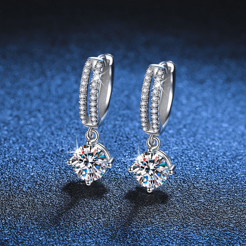 Sterling Sier Moissanite Elegant Classic Color Earrings