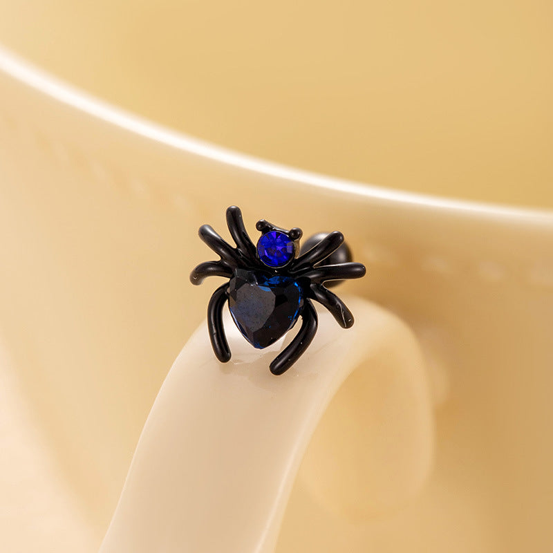 Zircon Black Spider Titanium Steel Ear Rings