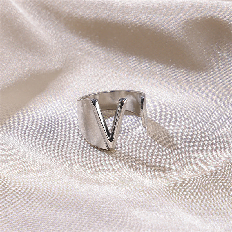 Letters Female Style Fashion Knuckle Personality Vintage Stainless Rings