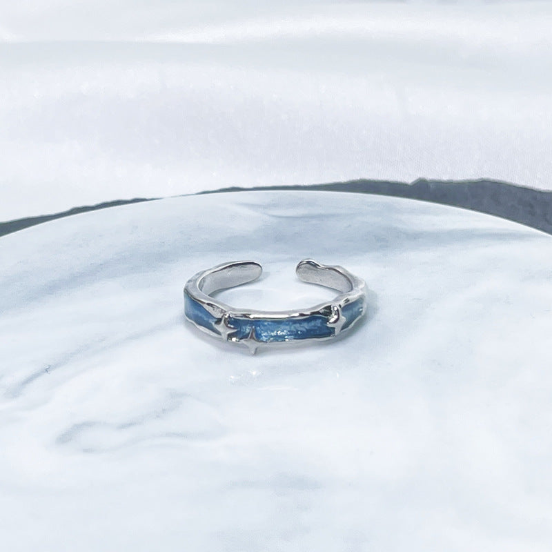 Female Niche Irregular Blue Series Simple Refined Stylish Versatile Rings