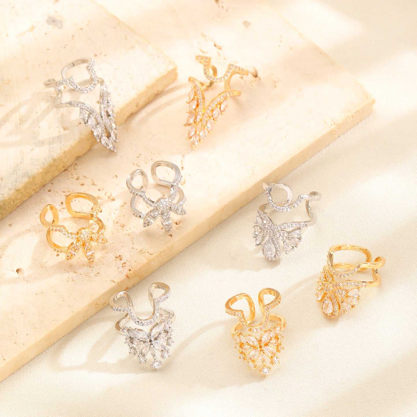 Copper Inlaid Zircon Nail Female Graceful Rings