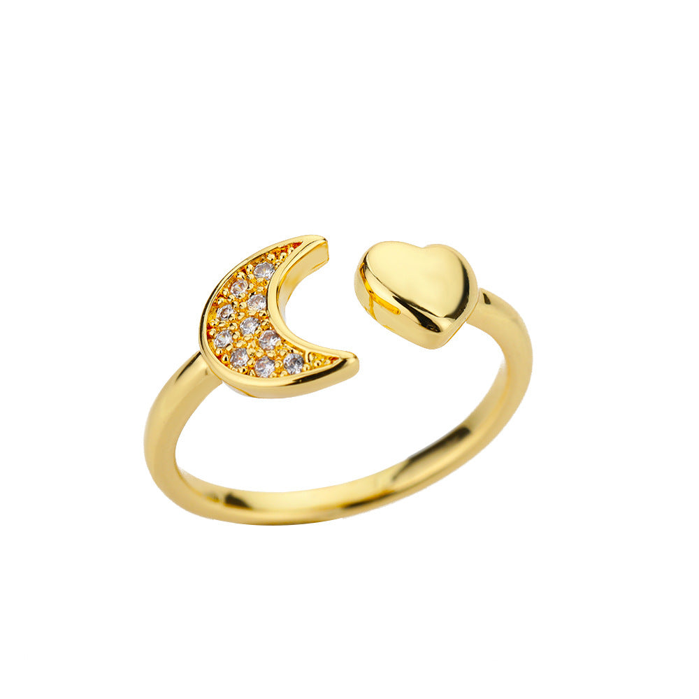 Heart-shaped Simple Gold-plated Female Opening Design Ring