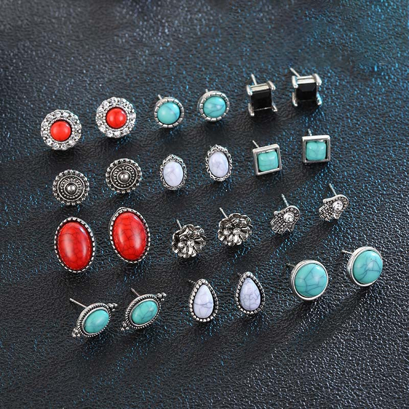 Ethnic Style Turquoise More Than Round Earrings