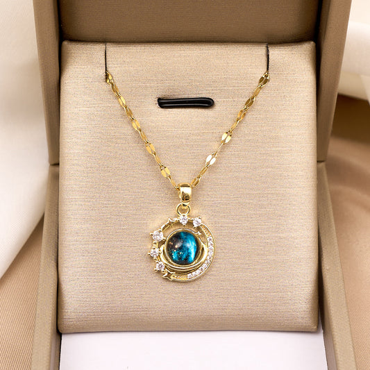 Women's Steel Star Moon Planet Light Luxury Temperament Necklaces