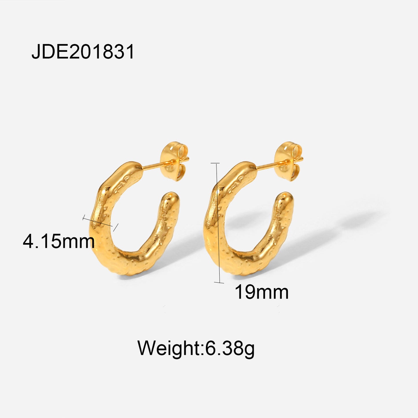 Women's Titanium Steel Gold Stainless Lava Effect Earrings
