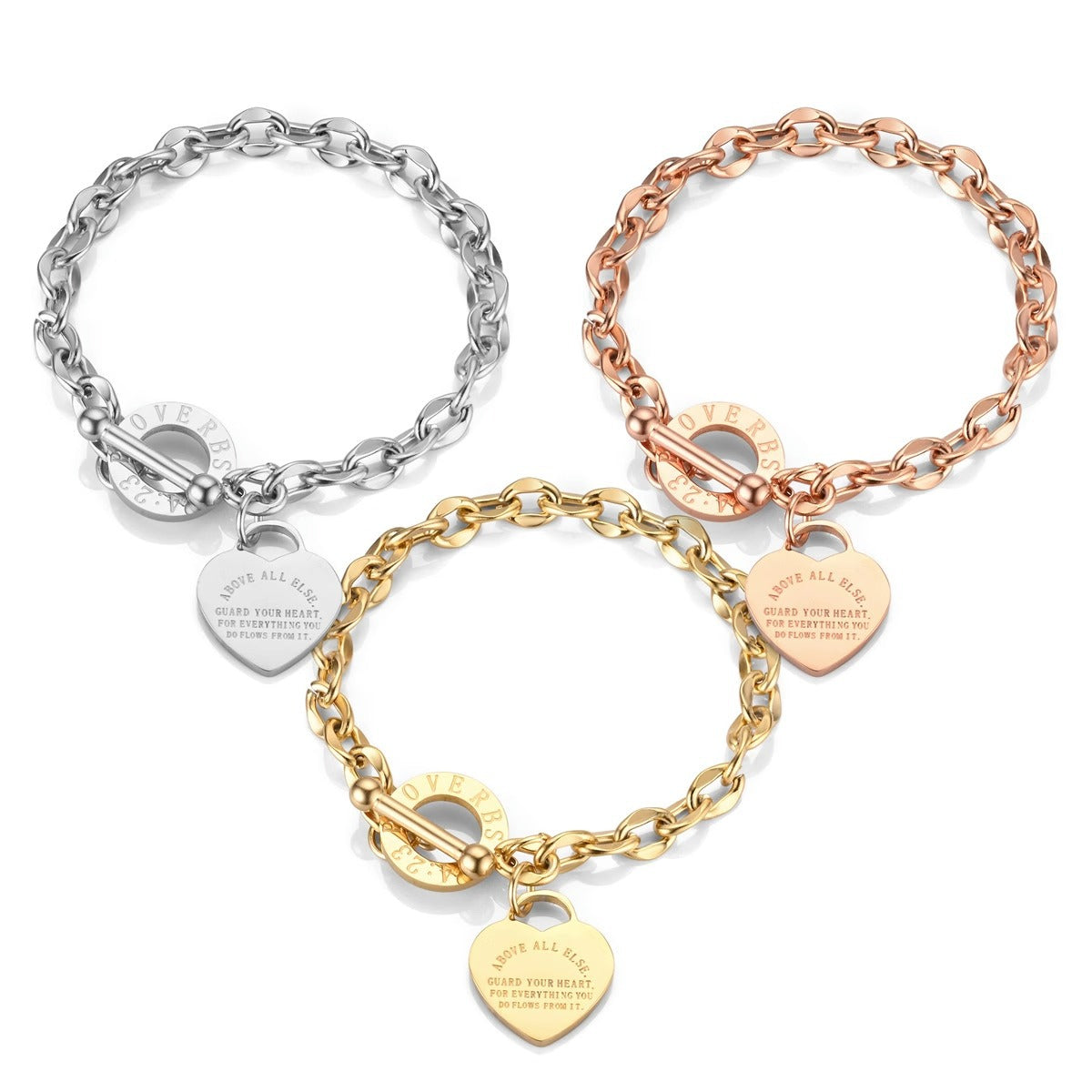 Big Heart Love Gold Retro Titanium Bracelets