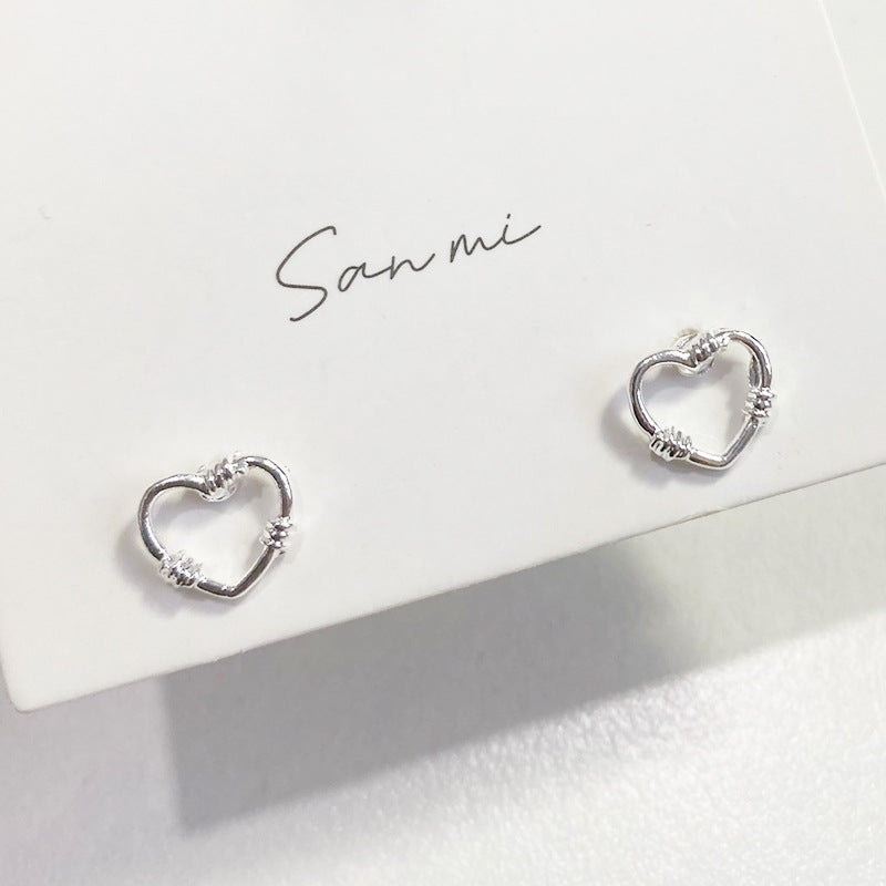 Fresh Plain Sier Plated Bow Female Small Simple Stud Earrings