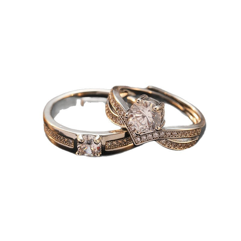 Karat Diamond Wedding Couple Ceremony Props Adjustable Rings