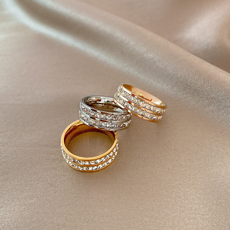 Affordable Luxury Fashion Titanium Steel Inlaid Rings