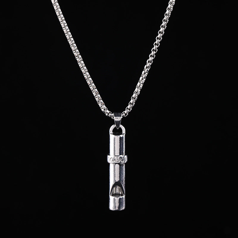 Women's & Men's Simple Alloy Hip Hop Sword Sheath Blade Metal Whistle Necklaces