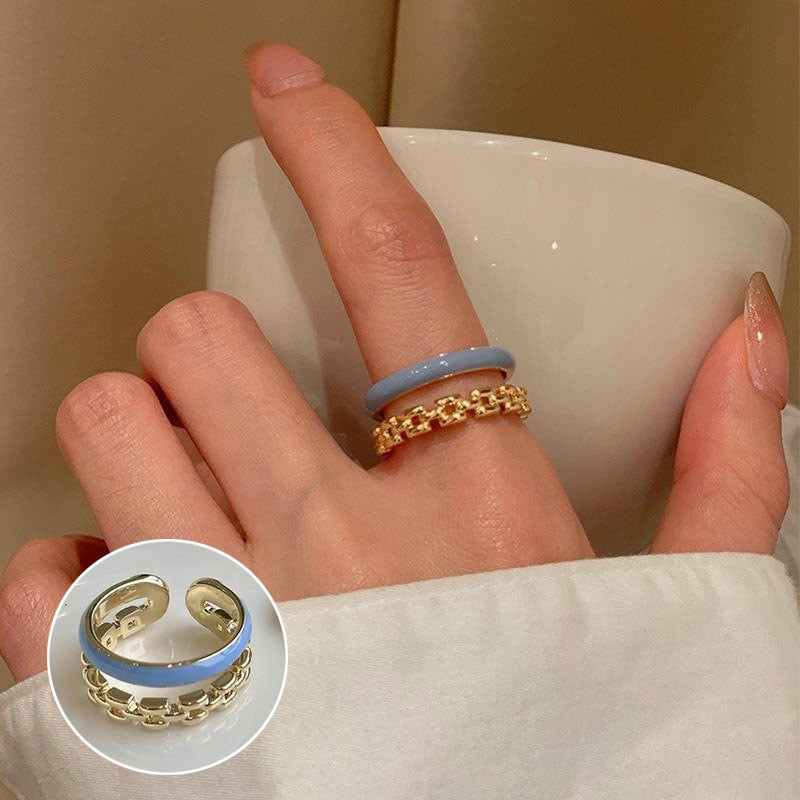 Female Korean Chic Unique Geometric Grid Sier Rings