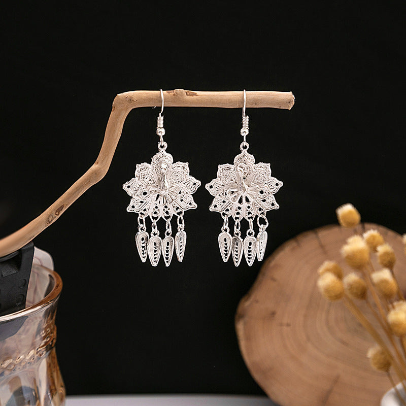 Imitation Miao Sier Ethnic Style Peacock Earrings