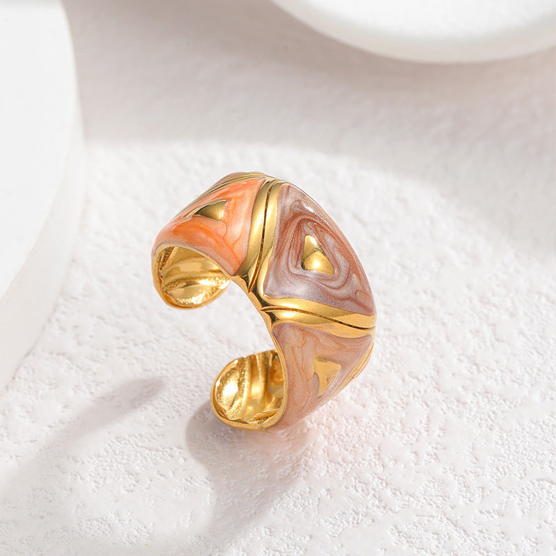 Geometric Irregular Lines Drip Open Fashion Titanium Rings