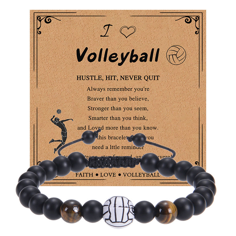 Beaded Black Frosted Football Tennis Basketball Bracelets