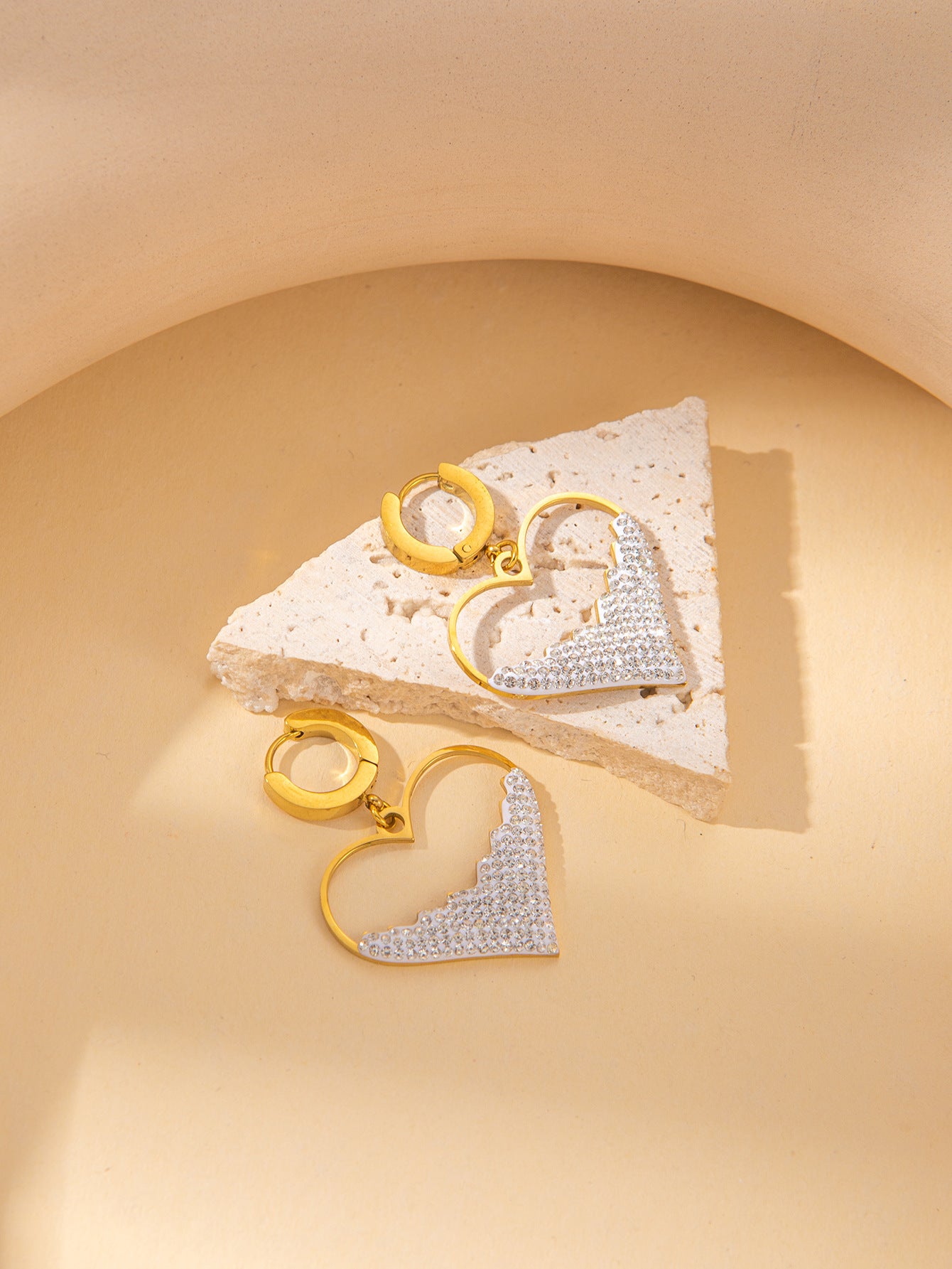 Women's Female With Hearts Zircon Light Luxury Design Earrings