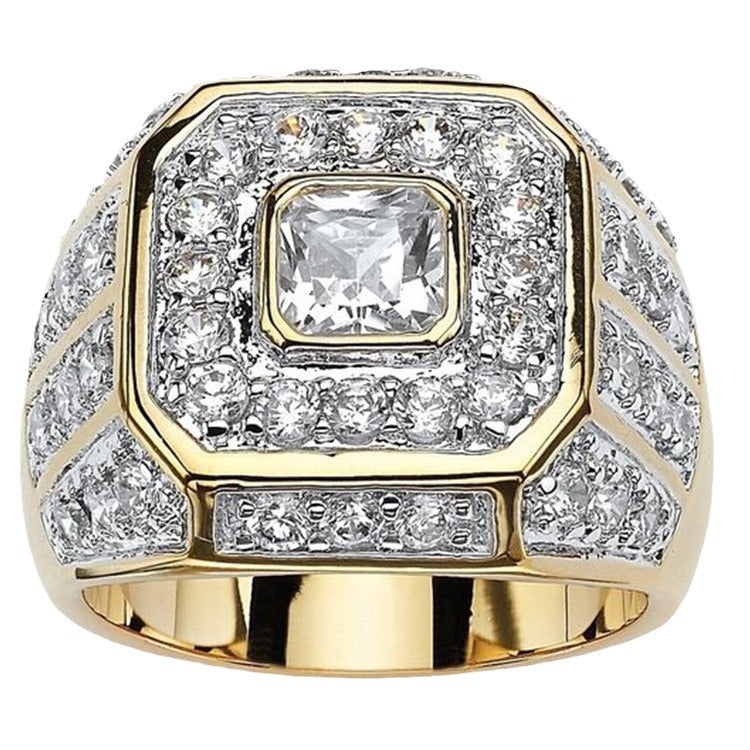 Men's Gold-plated Zircon Trendy Jewelry Hip Hop Rings