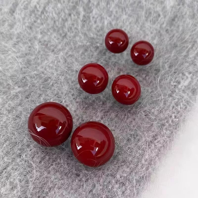 Women's Sier Wine Red Bean-shaped Mild Luxury Retro Style Rings