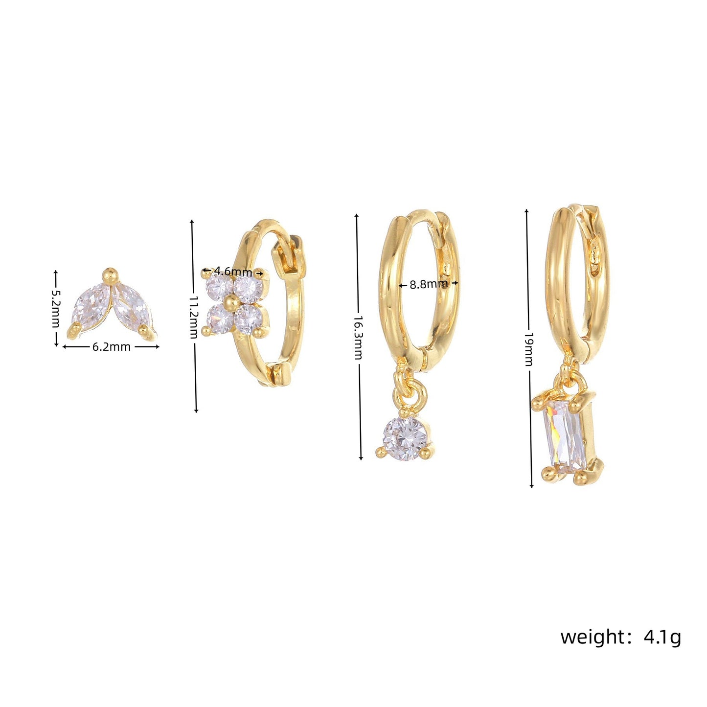 Women's Geometric Ear Micro Inlaid Zircon Square Earrings