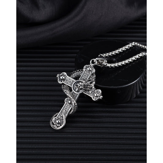 Men's Retro Titanium Steel Skull Cross Personalized Necklaces