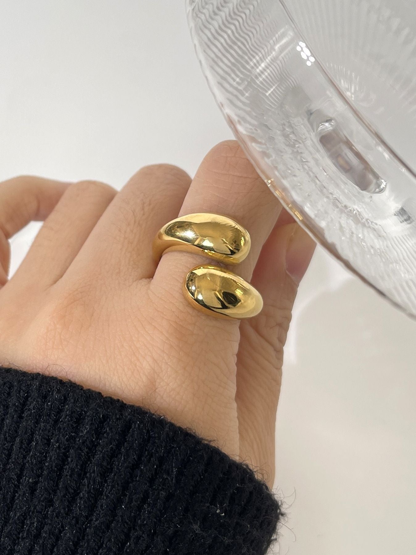 Water Drop Shape Gold Waterproof Color Retention Rings