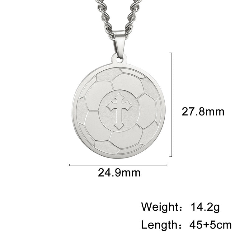 Titanium Steel Volleyball Cross Unisex Stainless Necklaces