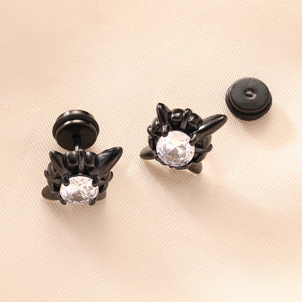 Creative Mini Six-pointed Star Black White Zircon Cold Style Earrings