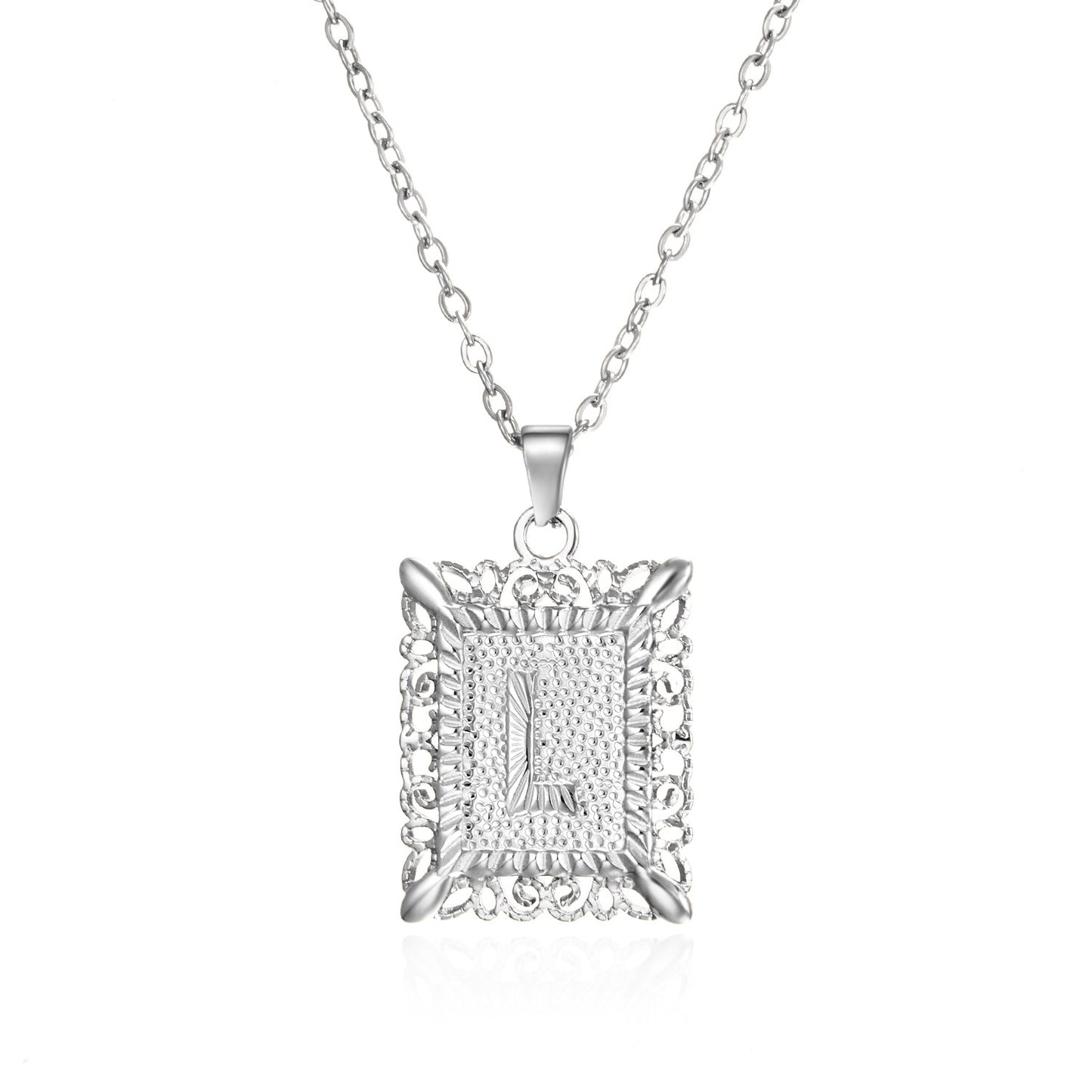 Stainless Steel Letter Hollow Square Titanium Necklaces