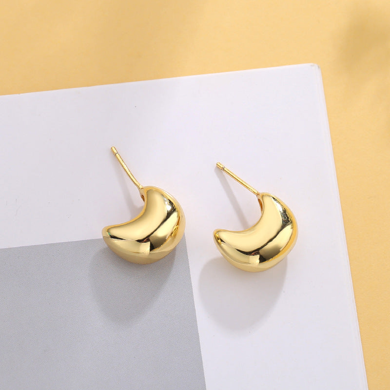 Simple Semicircle Metal Glossy Small Ear Earrings