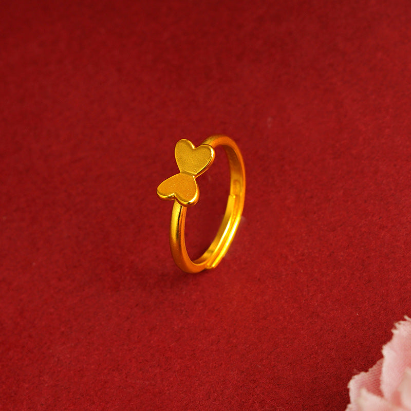 Gold Female Bow No Color Fading Niche Rings