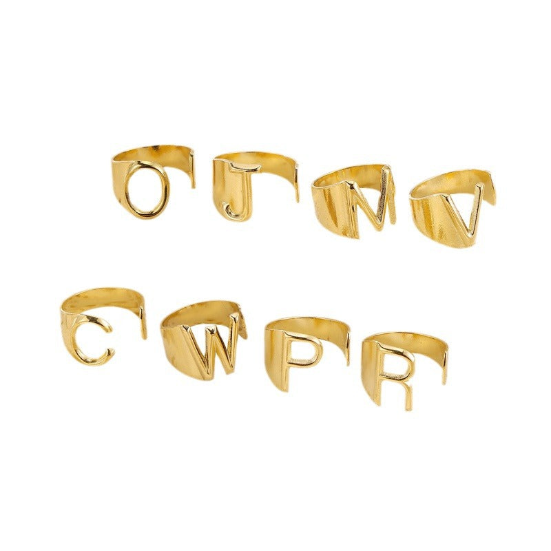 Letters Female Style Fashion Knuckle Personality Vintage Stainless Rings