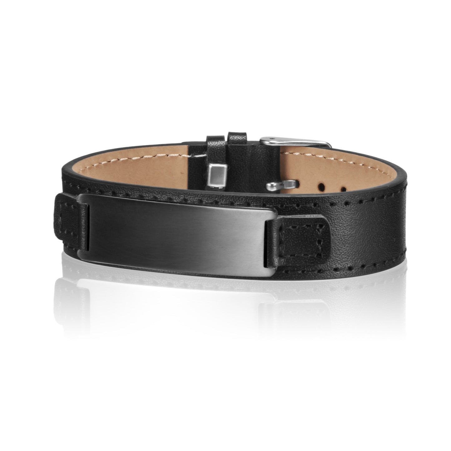 Men's Can Carve Writing Rectangular Steel Plate Bracelets