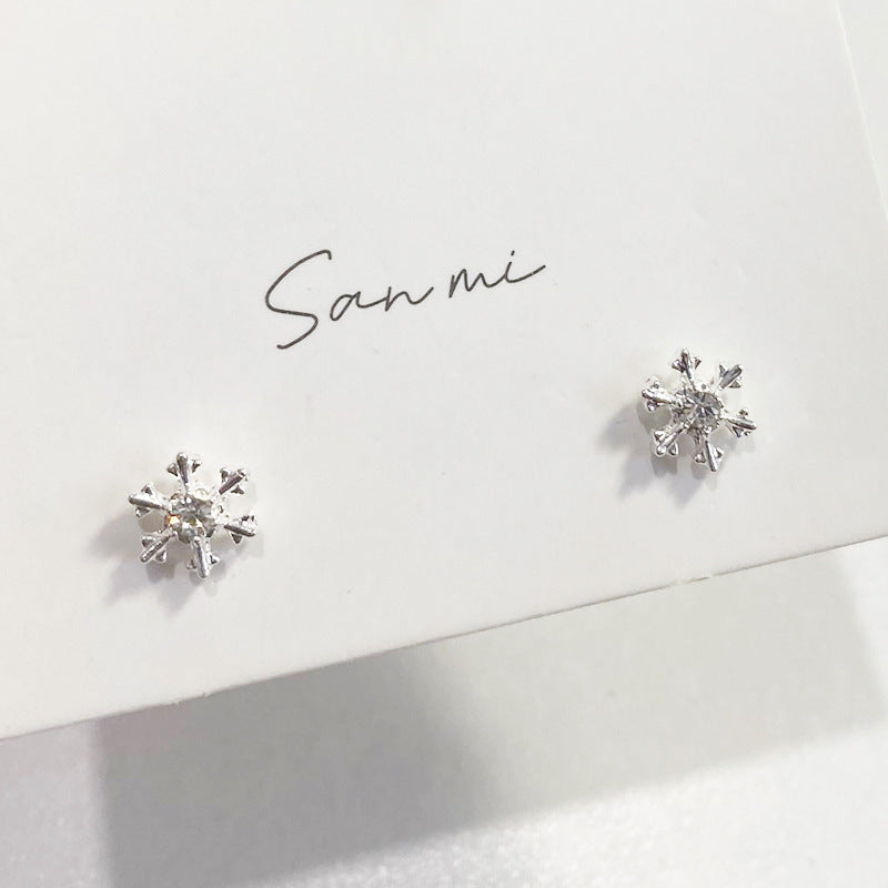 Fresh Plain Sier Plated Bow Female Small Simple Stud Earrings