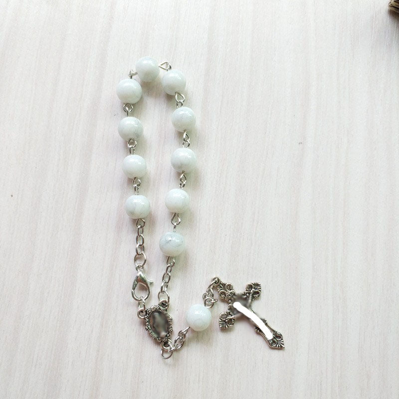 Small Glass Pattern Bead Cross Beads Bracelet