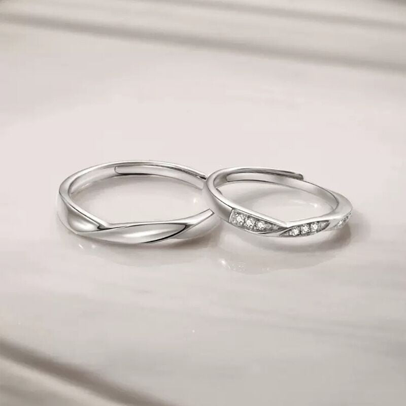 Women's & Men's Couple Open Simple Design Niche Valentine's Rings