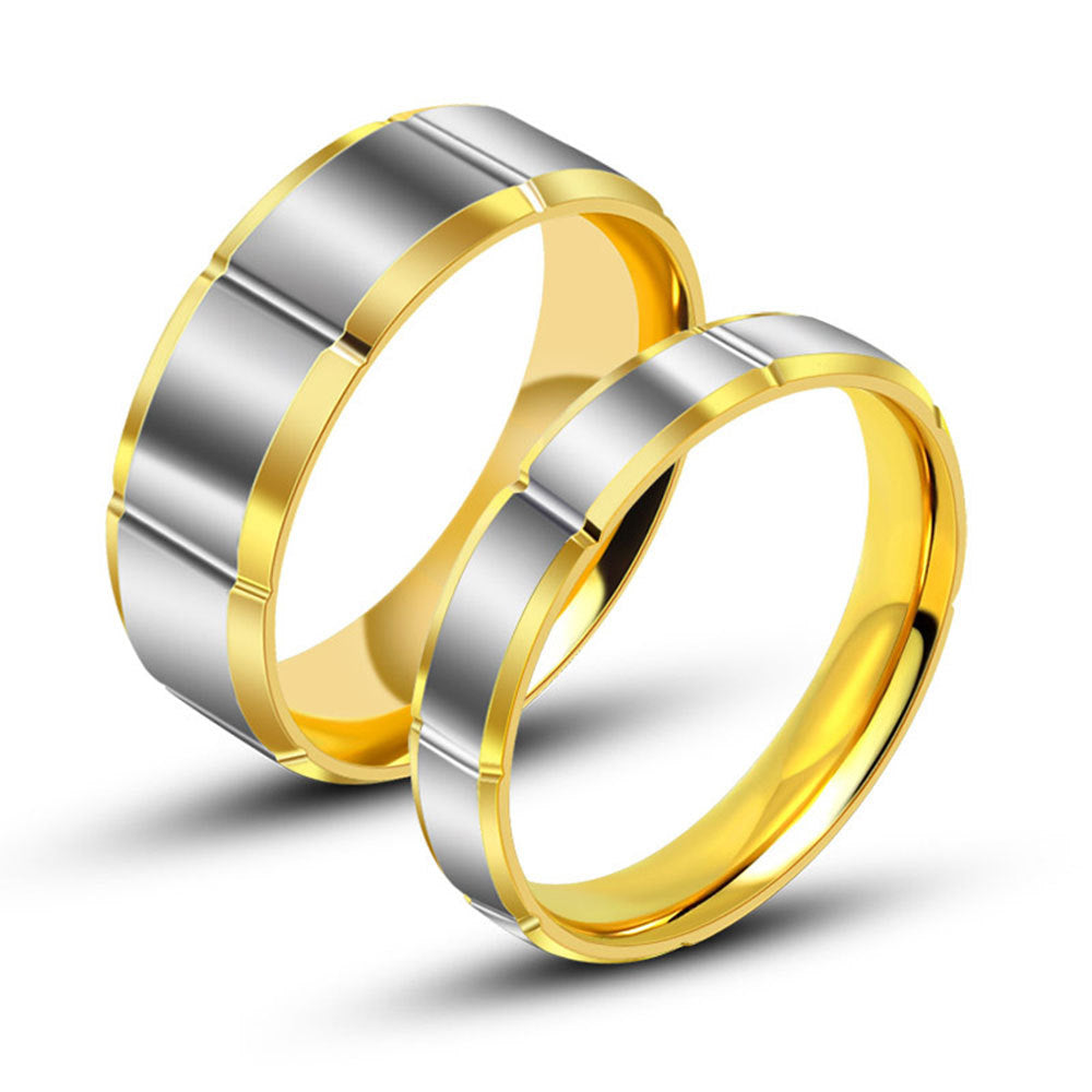 Women's Personalized Gold Simple Titanium Steel Couple Rings
