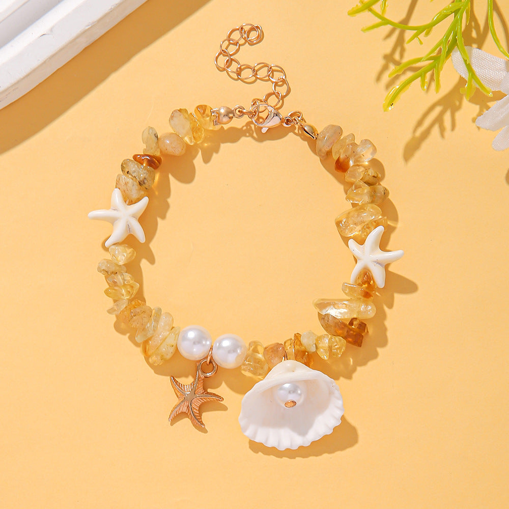 Vacation Style Shell Imitation Pearl Gravel Bracelets