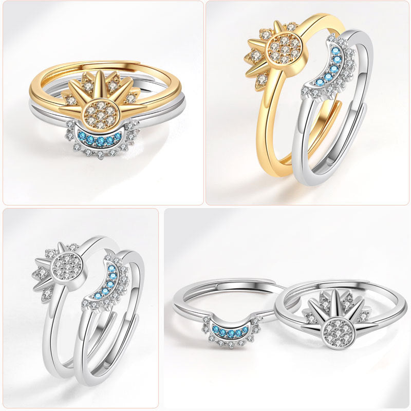 Sun Moon Stackable Celestial Couple Friendship Rings