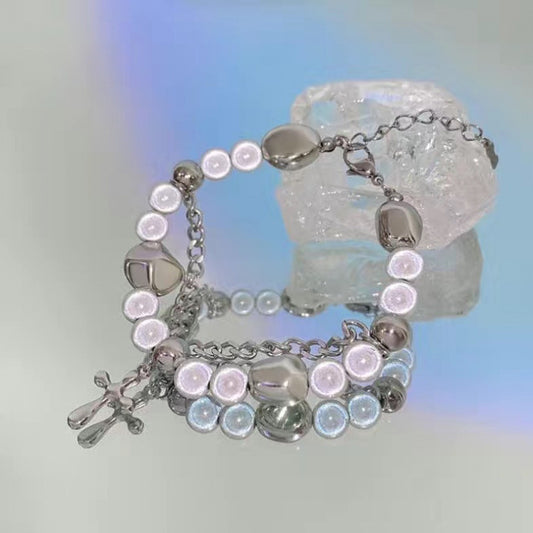 Reflective Pearl Cross Stitching Design Cold Style Bracelets