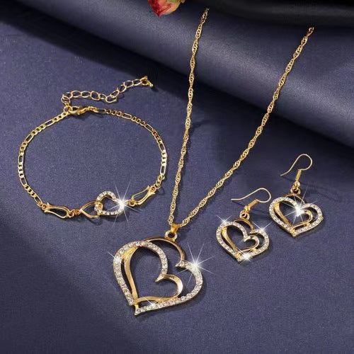 Wedding Dinner Double Love Heart Shaped Earrings
